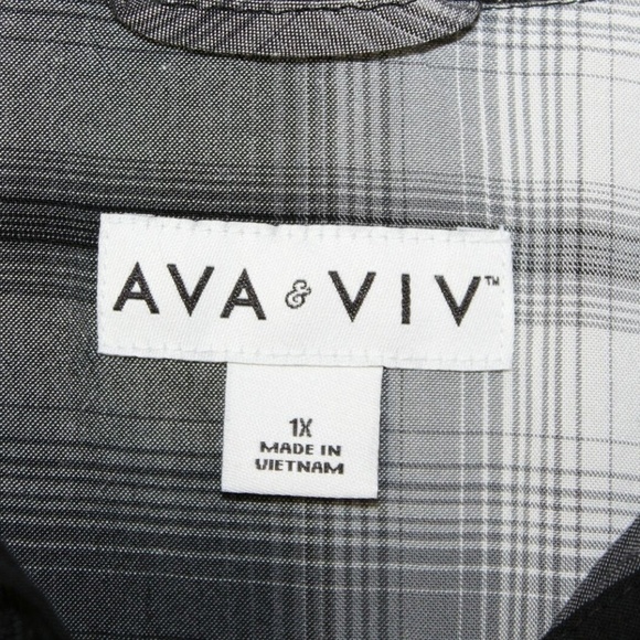 Ava & Viv Button Down Shirt Plaid HW6356 - Picture 3 of 5